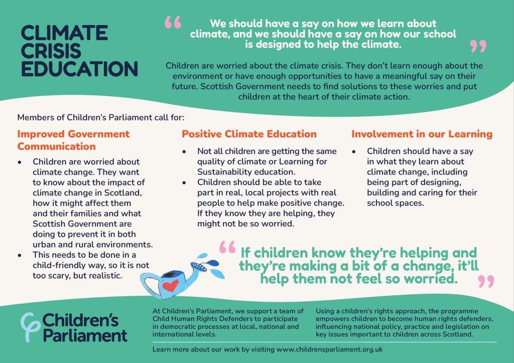Children's Parliament Calls to Action on Climate Crisis Education, 2025