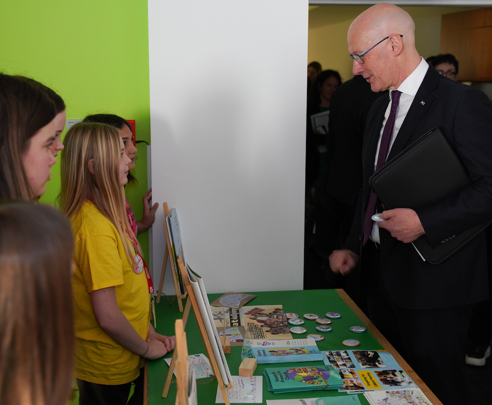 Members of Children's Parliament greet the First Minister of Scotland and share the Children's Parliament's recent publications and resources.