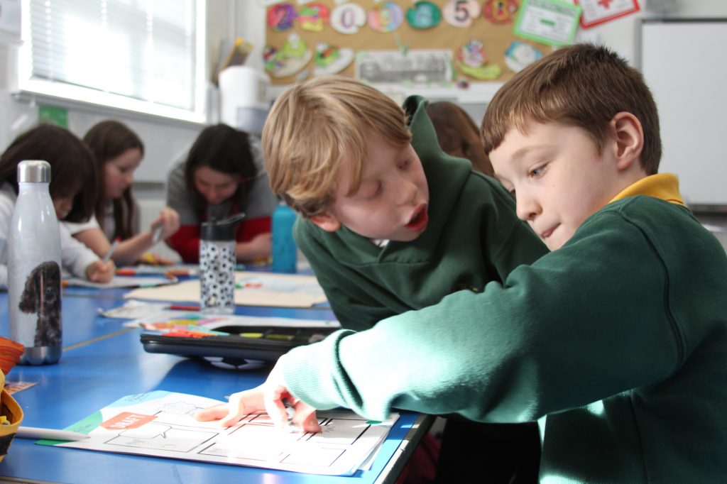 Children workshop ideas during a Children's Rights and A.I session.