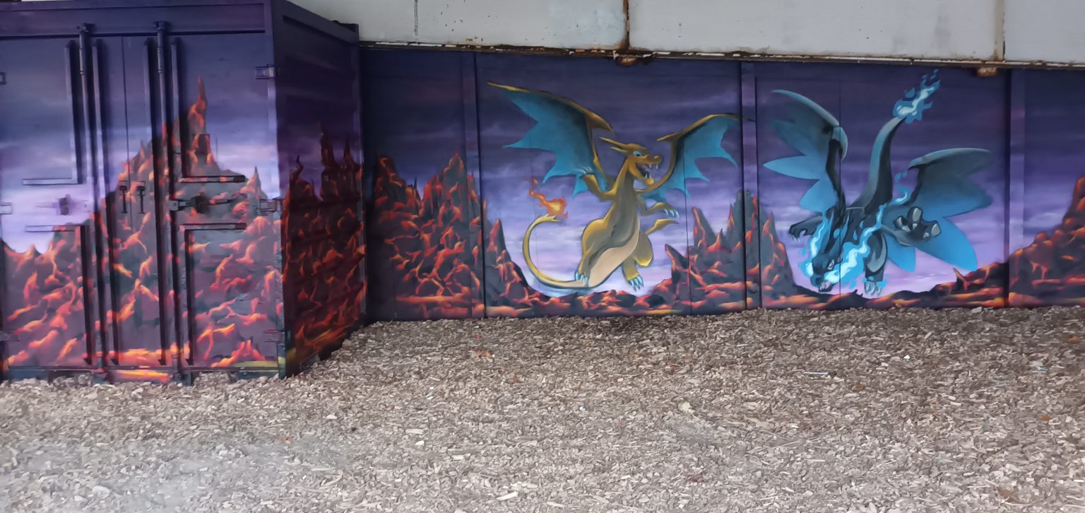 Outdoor youth hub mural