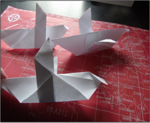 Paper origami white dove birds