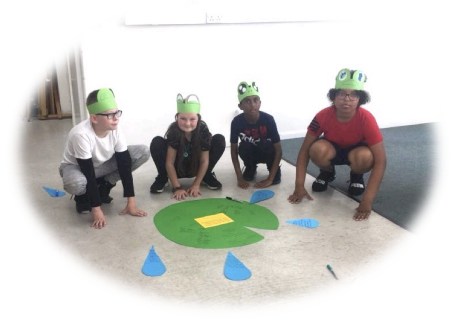 Children take part in the Children's Parliament leap frog activity