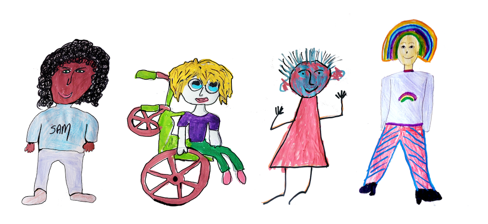 Children's drawings of characters from Rightsburgh